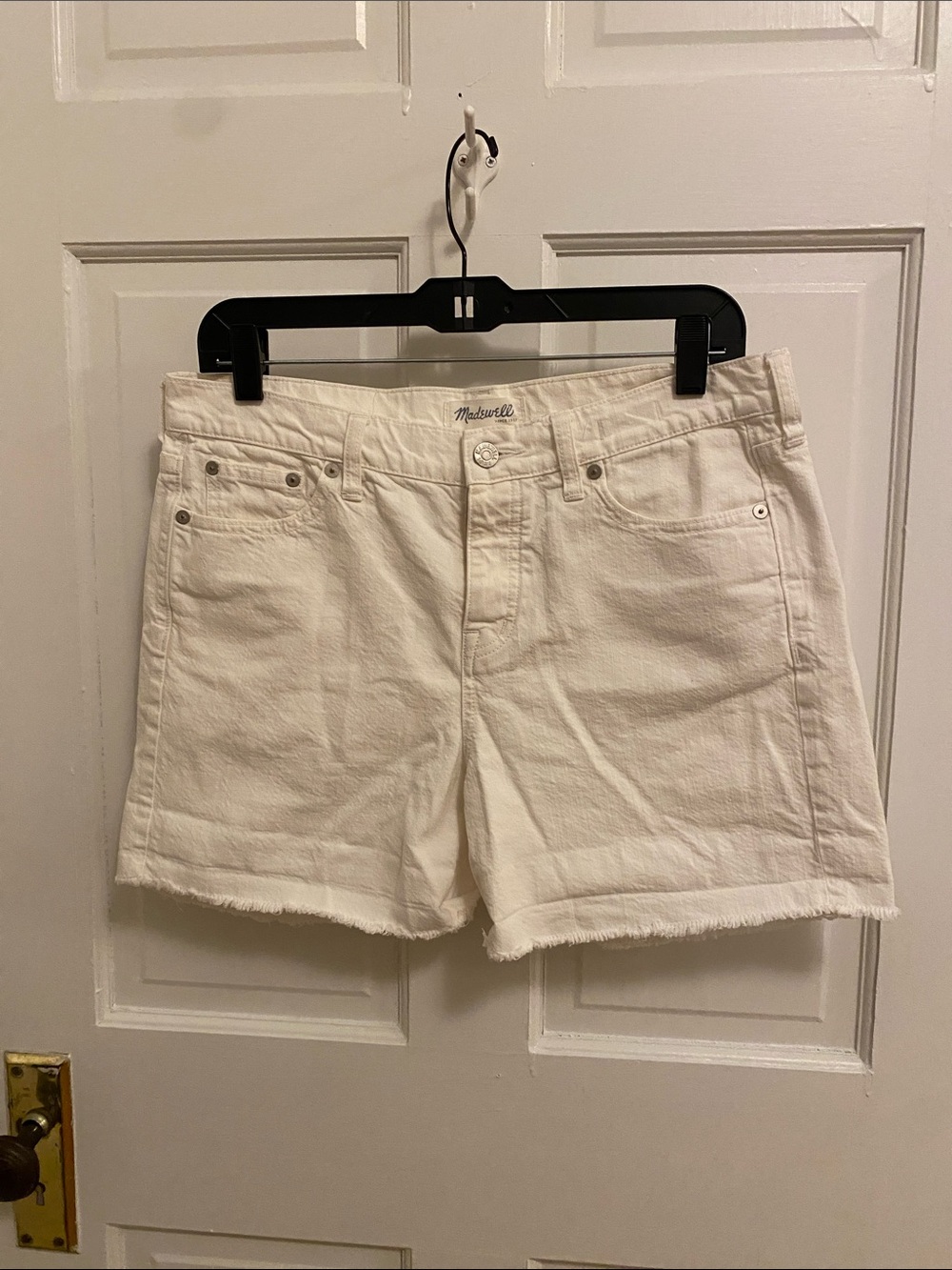 Madewell White Raw-Hem 99% Cotton Denim Shorts 27